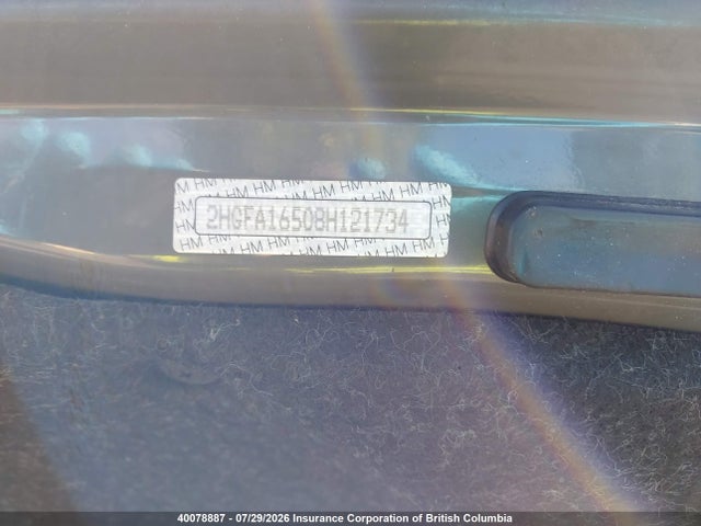Продаж на аукціоні авто 2008 Honda Civic, vin: 2HGFA16508H121734, номер лоту: 40078887