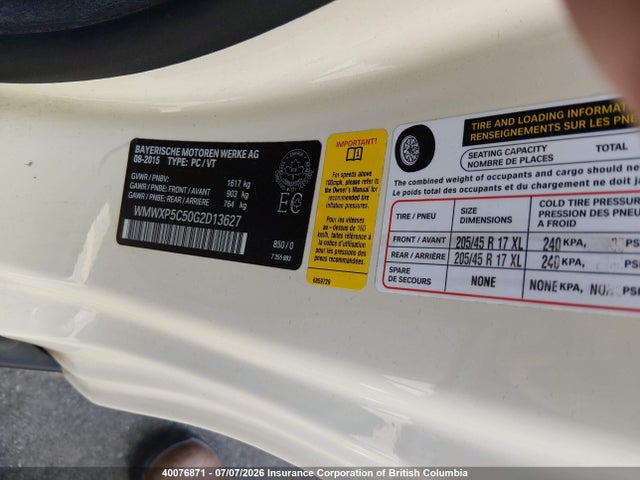 WMWXP5C50G2D13627 Mini Cooper