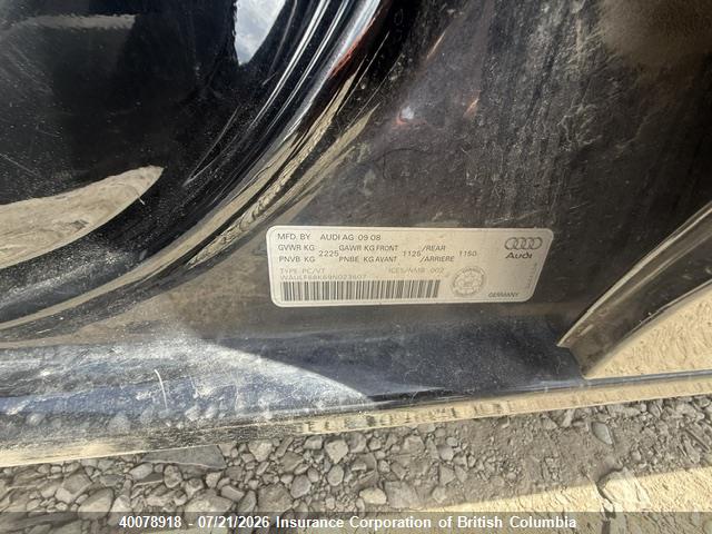 2009 Audi A4 მანქანა იყიდება აუქციონზე, vin: WAULF68K69N023607, აუქციონის ნომერი: 40078918