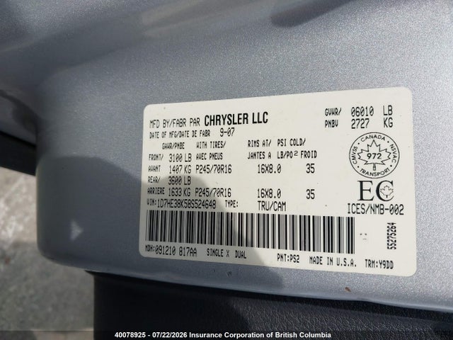 2008 Dodge Dakota Sxt მანქანა იყიდება აუქციონზე, vin: 1D7HE38K58S524648, აუქციონის ნომერი: 40078925