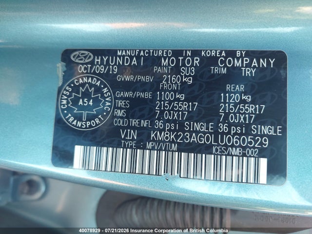 Hyundai Kona 2020 KM8K23AG0LU060529 Image 9