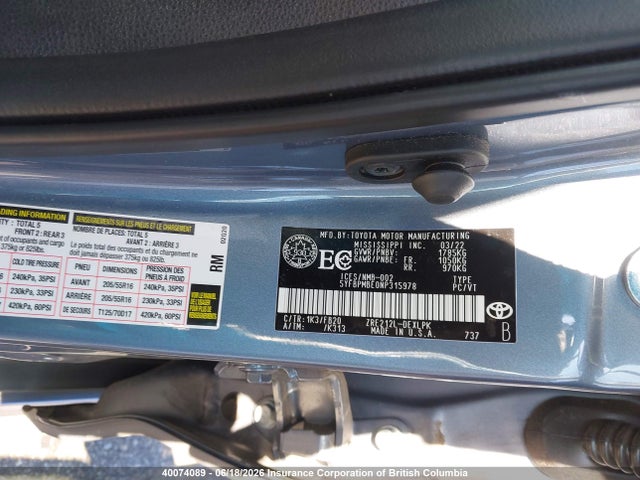 Toyota Corolla Le/xle 2022 5YFBPMBE0NP315978 Image 9