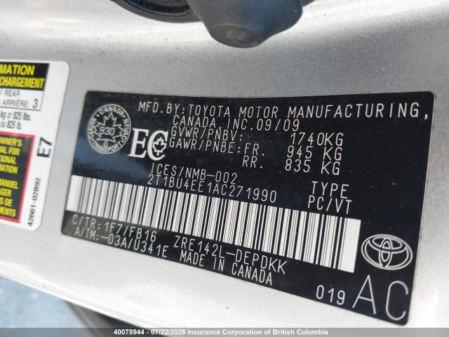 Aukcja sprzedaży 2010 Toyota Corolla S/le/xle, vin: 2T1BU4EE1AC271990, numer aukcji: 40078944