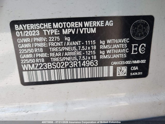2023 Mini Se Countryman Cooper მანქანა იყიდება აუქციონზე, vin: WMZ23BS02P3R14963, აუქციონის ნომერი: 40078958