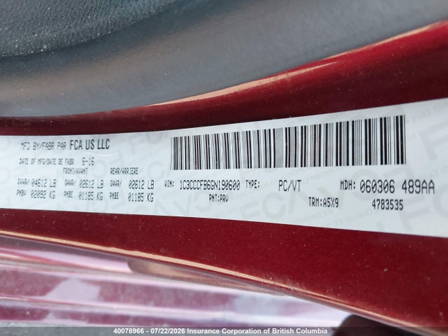 Chrysler 200 2016 1C3CCCFB6GN190600 Image 9