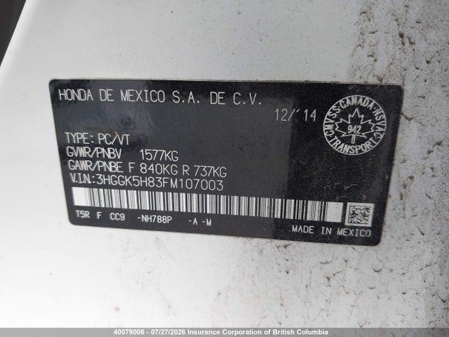 Honda Fit 2015 3HGGK5H83FM107003 Image 9