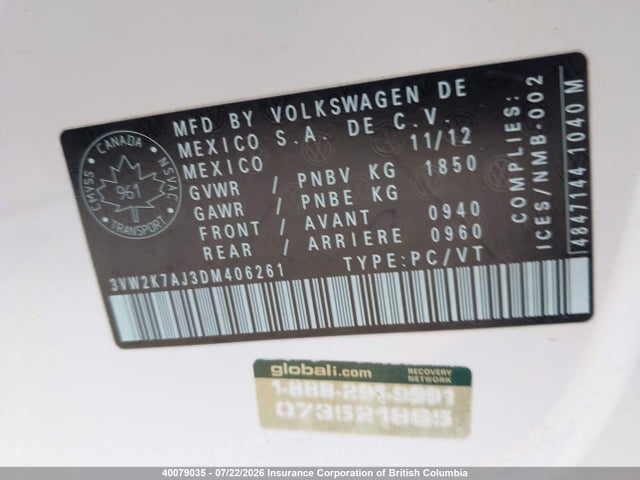 Aukcja sprzedaży 2013 Volkswagen Jetta, vin: 3VW2K7AJ3DM406261, numer aukcji: 40079035