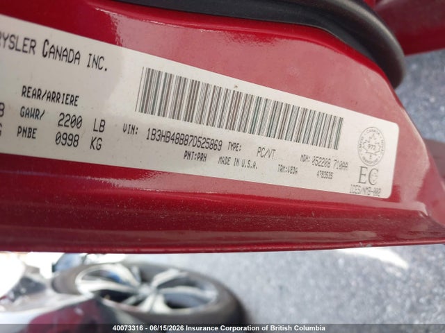 Продажа на аукционе авто 2007 Dodge Caliber Sxt, vin: 1B3HB48B87D525869, номер лота: 40073316
