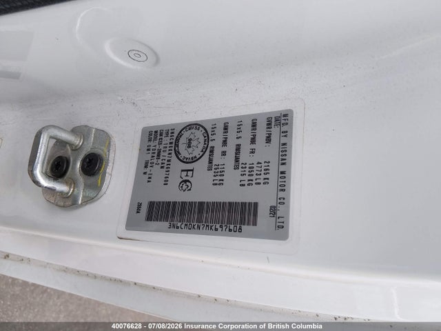 40076628 :رقم المزاد ، 3N6CM0KN7MK697608 vin ، 2021 Nissan Nv200 2.5s/2.5sv مزاد بيع