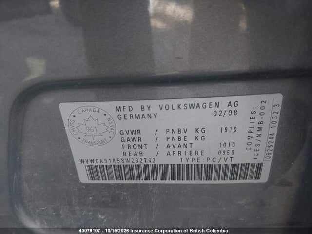 Продажа на аукционе авто 2008 Volkswagen Rabbit, vin: WVWCA91K58W232763, номер лота: 40079107
