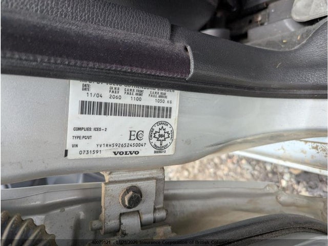 40079121 :رقم المزاد ، YV1RH592652450047 vin ، 2005 Volvo S60 مزاد بيع