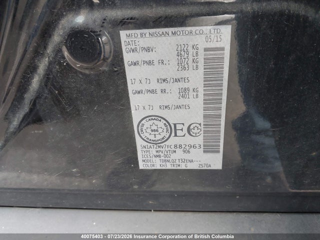 Nissan Rogue S/sl/sv 2015 5N1AT2MV7FC882963 Image 9