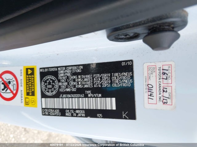 Aukcja sprzedaży 2010 Lexus Rx 450, vin: JTJBC1BA7A2020163, numer aukcji: 40079191