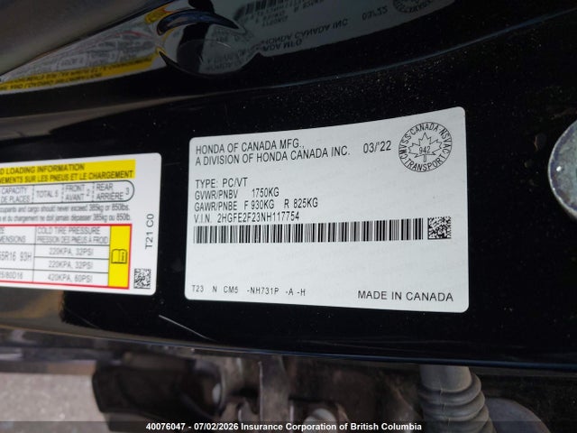 Honda Civic Lx 2022 2HGFE2F23NH117754 Image 9