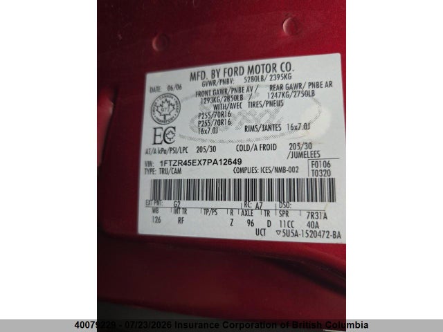 Продажа на аукционе авто 2007 Ford Ranger Super Cab, vin: 1FTZR45EX7PA12649, номер лота: 40079229