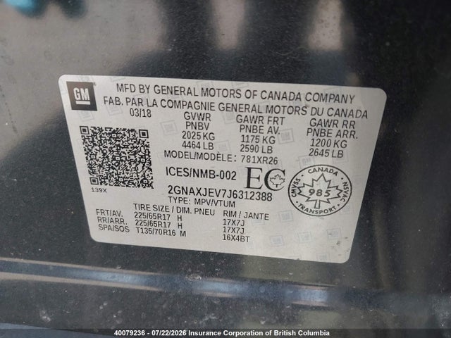 Chevrolet EQUINOX LT 2018 2GNAXJEV7J6312388 Image 9