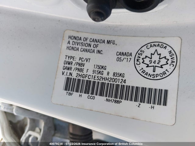 Honda Civic 2017 2HGFC1E52HH200124 Image 9
