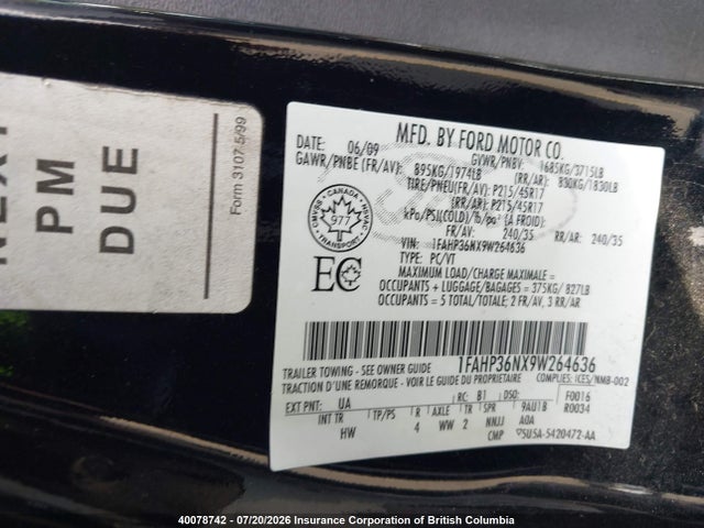 Aukcja sprzedaży 2009 Ford Focus Ses, vin: 1FAHP36NX9W264636, numer aukcji: 40078742