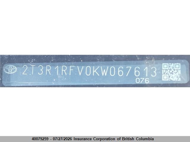 Продаж на аукціоні авто 2019 Toyota Rav4, vin: 2T3R1RFV0KW067613, номер лоту: 40079259