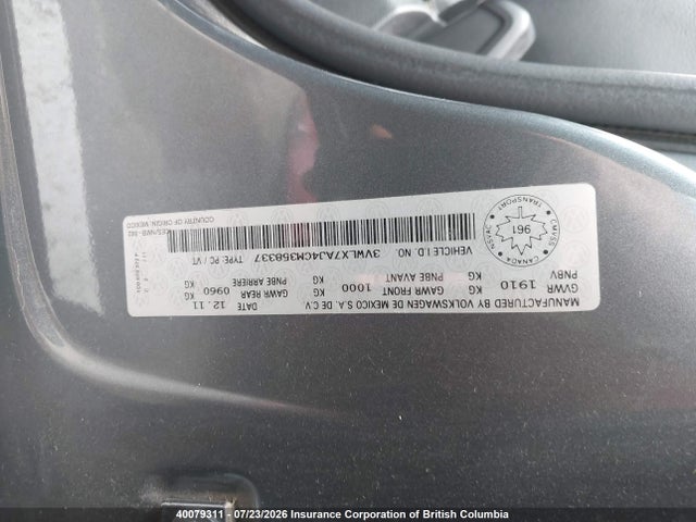 Продажа на аукционе авто 2012 Volkswagen Jetta, vin: 3VWLX7AJ4CM358337, номер лота: 40079311