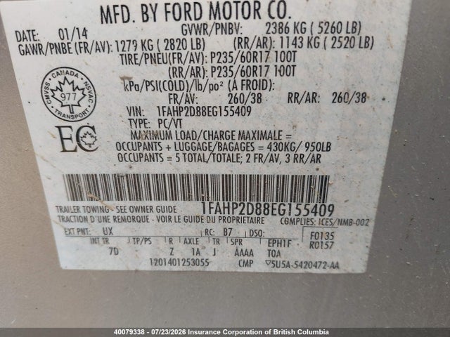 Ford TAURUS SE 2014 1FAHP2D88EG155409 Image 19