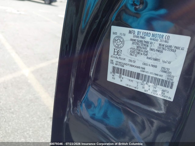 Продажа на аукционе авто 2011 Ford Escape Xlt, vin: 1FMCU0D73BKA95195, номер лота: 40079346