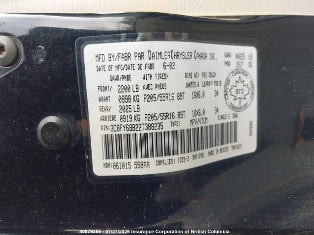 Aukcja sprzedaży 2002 Chrysler Pt Cruiser Limited/dream Cruiser, vin: 3C8FY68B22T388235, numer aukcji: 40079356