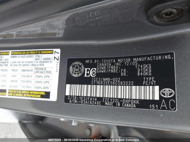 Продаж на аукціоні авто 2006 Toyota Corolla Matrix Xr, vin: 2T1KR32E56C583222, номер лоту: 40075888