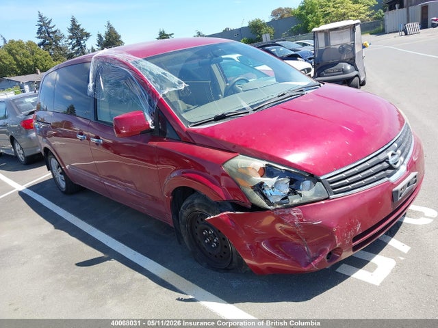 2008 Nissan Quest S/se/sl მანქანა იყიდება აუქციონზე, vin: 5N1BV28U48N114820, აუქციონის ნომერი: 40068031