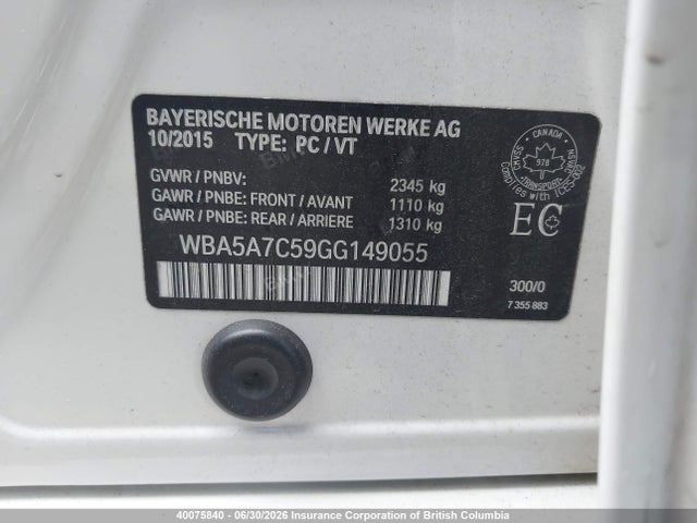 Продаж на аукціоні авто 2016 Bmw 528 Xi, vin: WBA5A7C59GG149055, номер лоту: 40075840