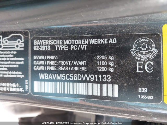 Продажа на аукционе авто 2013 Bmw X1, vin: WBAVM5C56DVV91133, номер лота: 40079419