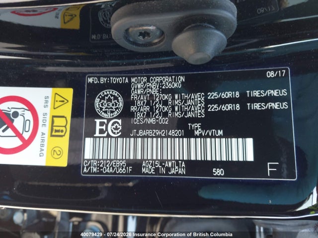 Aukcja sprzedaży 2017 Lexus Nx 200t/base/f Sport, vin: JTJBARBZ9H2148201, numer aukcji: 40079429