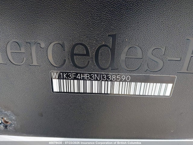 2022 Mercedes-benz A 250 4matic მანქანა იყიდება აუქციონზე, vin: W1K3F4HB3NJ338590, აუქციონის ნომერი: 40079430