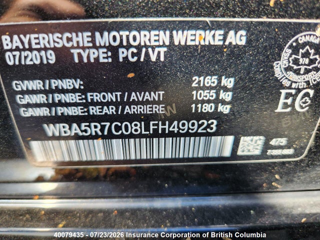 2020 Bmw 330i მანქანა იყიდება აუქციონზე, vin: WBA5R7C08LFH49923, აუქციონის ნომერი: 40079435