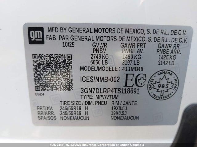 Chevrolet EQUINOX LT 2026 3GN7DLRP4TS118691 Image 9