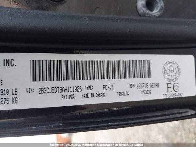 Aukcja sprzedaży 2010 Dodge Challenger R/t, vin: 2B3CJ5DT9AH111026, numer aukcji: 40079452