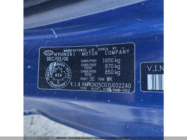 Продаж на аукціоні авто 2007 Hyundai Accent Gs, vin: KMHCN35C07U032240, номер лоту: 40079476