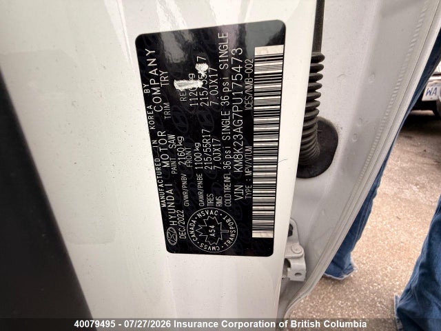 Продажа на аукционе авто 2023 Hyundai Kona, vin: KM8K23AG7PU175473, номер лота: 40079495