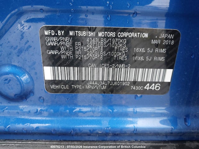 Mitsubishi RVR SE 2018 JA4AJ3AU7JU601902 Image 9