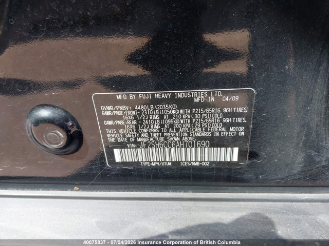 Aukcja sprzedaży 2010 Subaru Forester 2.5x Premium, vin: JF2SH6CC6AH701690, numer aukcji: 40075837
