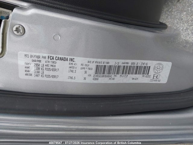 Aukcja sprzedaży 2019 Dodge Grand Caravan Gt, vin: 2C4RDGEG8KR648642, numer aukcji: 40079547