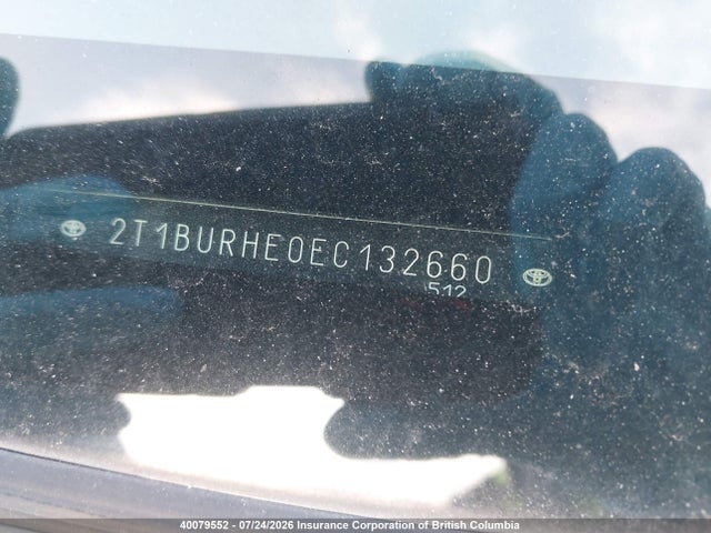 2T1BURHE0EC132660 Toyota Corolla L/le/le Pls/prm/s/s Pls