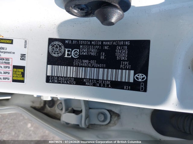 Toyota Corolla Se/xse 2020 5YFB4RBE6LP004011 Image 9