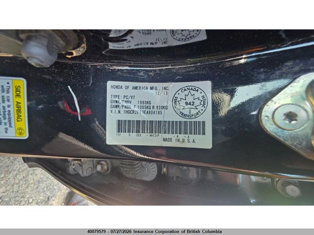 Продажа на аукционе авто 2014 Honda Accord Touring, vin: 1HGCR2F93EA804185, номер лота: 40079579