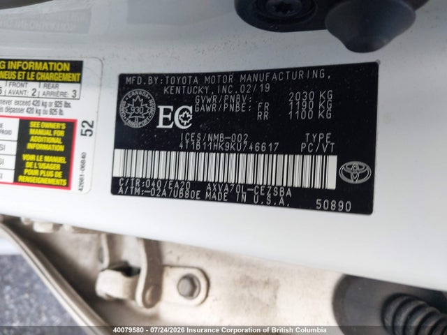 Toyota Camry 2019 4T1B11HK9KU746617 Image 9