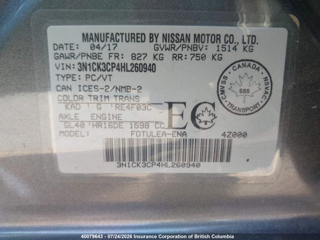 Nissan Micra 2017 3N1CK3CP4HL260940 Image 9