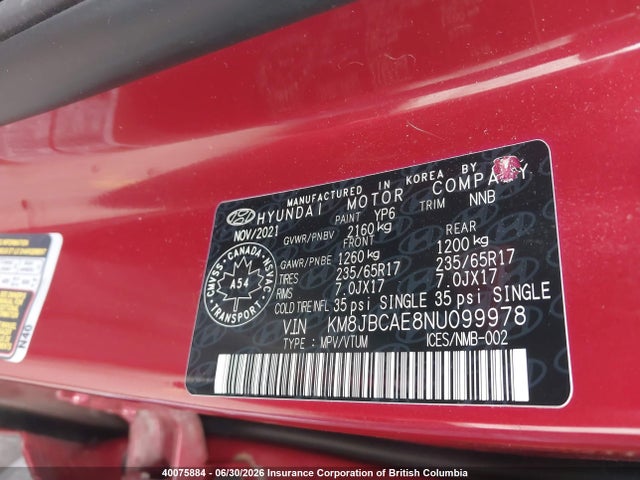Hyundai TUCSON SEL 2022 KM8JBCAE8NU099978 Image 9