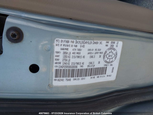 Продажа на аукционе авто 2003 Dodge Caravan Se, vin: 1D4GP25R93B326596, номер лота: 40079663