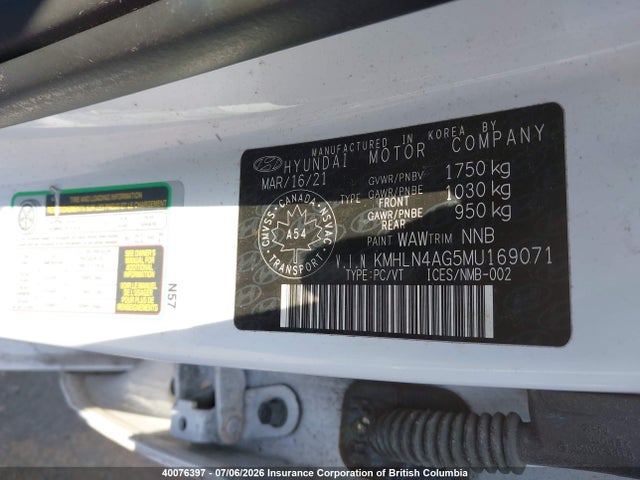 Hyundai ELANTRA SEL 2021 KMHLN4AG5MU169071 Image 9