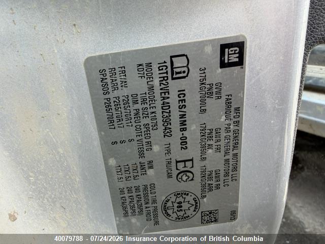 Aukcja sprzedaży 2013 Gmc Sierra 1500 Sle, vin: 1GTR2VEA4DZ395432, numer aukcji: 40079788